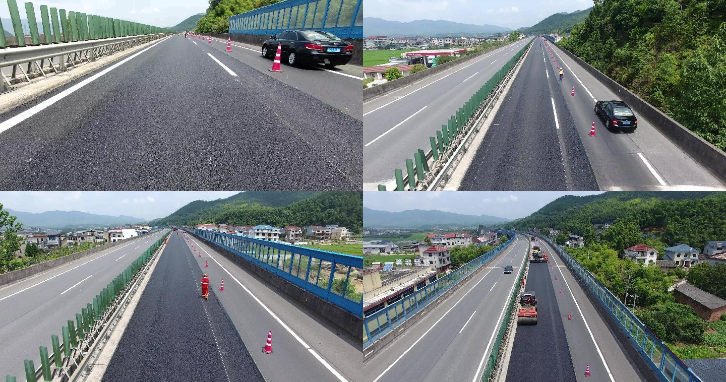高速公路浙江养护修路航拍